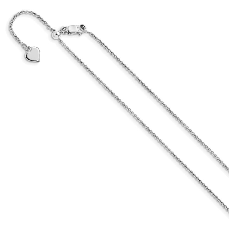 Sterling Silver Rh Plated Adjustable 1.3mm Rolo Chain Necklace