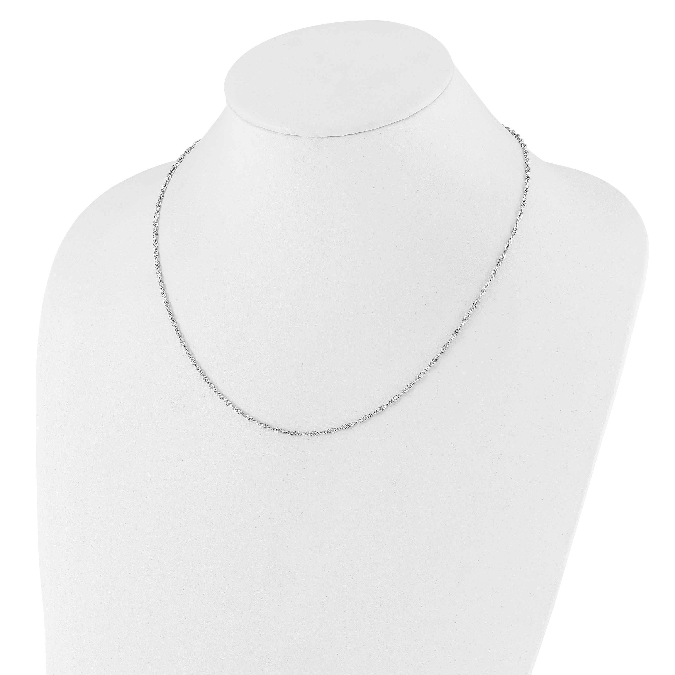 22 Inch Sterling Silver Rh Plated Adjustable 2mm Singapore Chain Necklace
