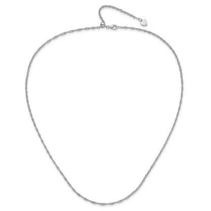 22 Inch Sterling Silver Rh Plated Adjustable 2mm Singapore Chain Necklace