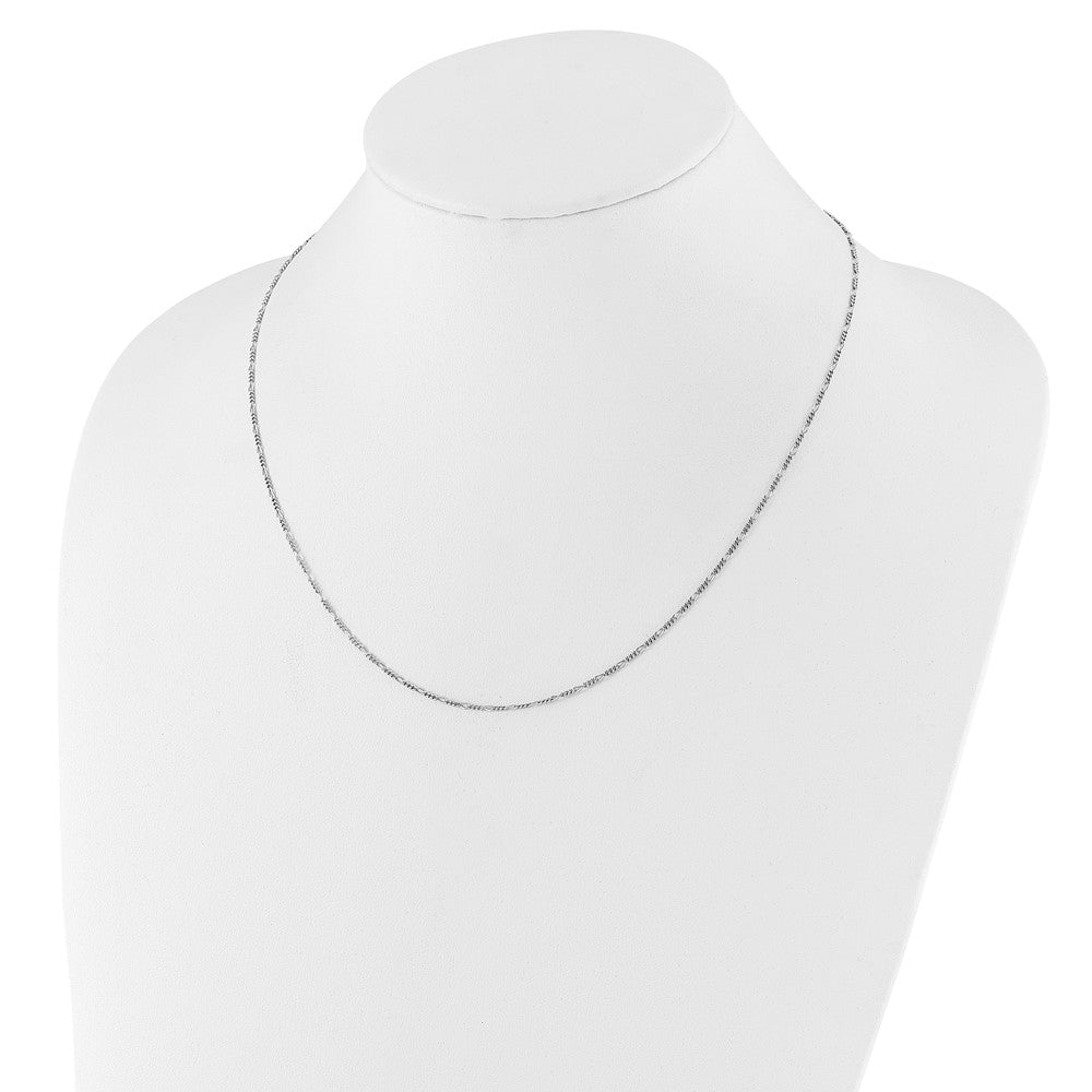 3 Inch Sterling Silver Rh Plated Adjustable 1.55mm Figaro Chain Necklace