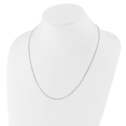 22 Inch Sterling Silver Rh Plated Adjustable 1.55mm Figaro Chain Necklace