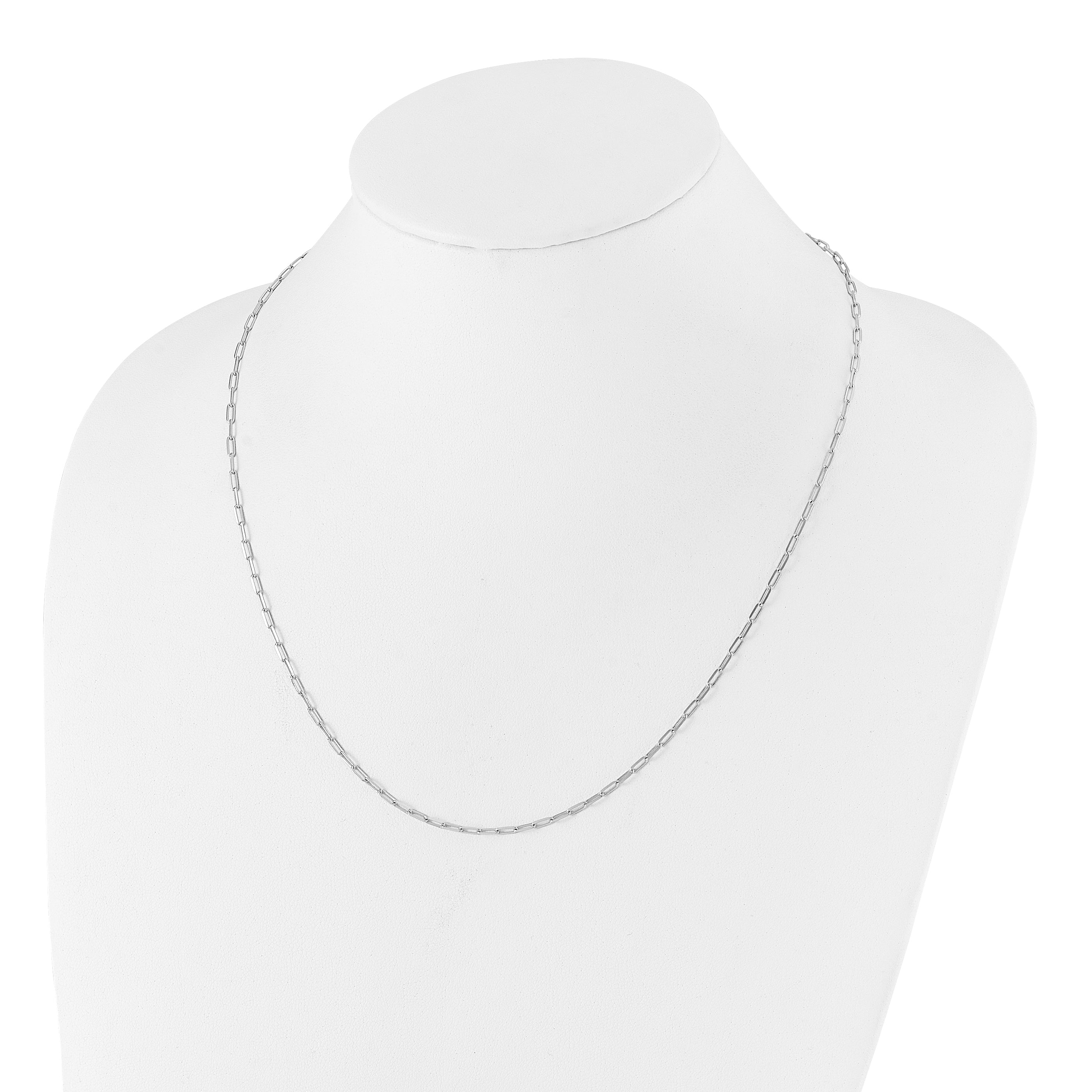 22 Inch Sterling Silver Ss Rh Plated Adjustable 2mm Paperclip Flat Oval Link Chain Necklace
