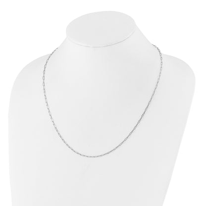 22 Inch Sterling Silver Ss Rh Plated Adjustable 2mm Paperclip Flat Oval Link Chain Necklace