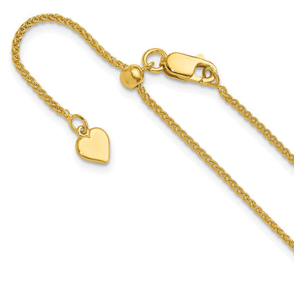 30 Inch Sterling Silver Adjustable Gold-Plated 1.3mm Spiga Chain Necklace