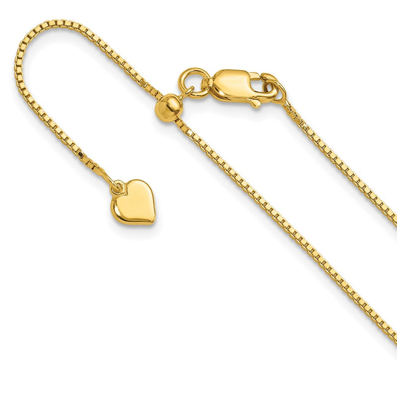 22 Inch Sterling Silver Gold-Plated Adjustable .95mm Box Chain Necklace