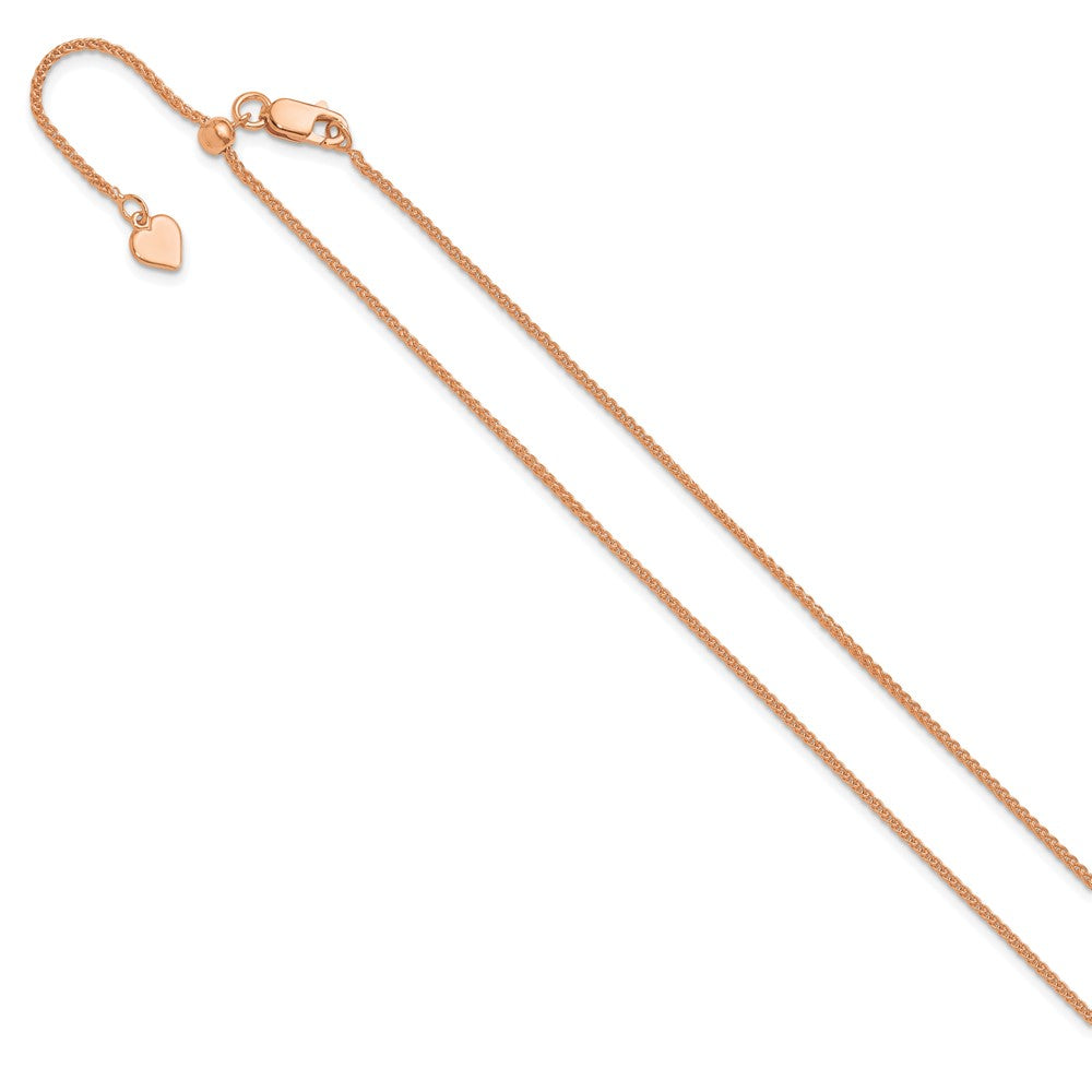 30 Inch Sterling Silver Adjustable Rose Gold-Plated 1.3mm Spiga Chain Necklace