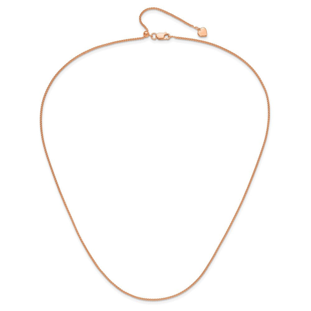 30 Inch Sterling Silver Adjustable Rose Gold-Plated 1.3mm Spiga Chain Necklace