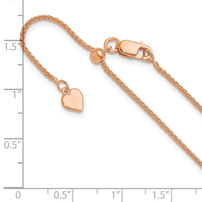 30 Inch Sterling Silver Adjustable Rose Gold-Plated 1.3mm Spiga Chain Necklace
