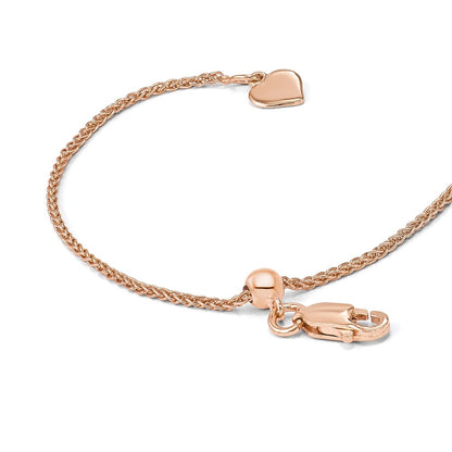 Sterling Silver Adjustable Rose Gold-Plated 1.3mm Spiga Chain Necklace