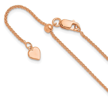 30 Inch Sterling Silver Adjustable Rose Gold-Plated 1.3mm Spiga Chain Necklace
