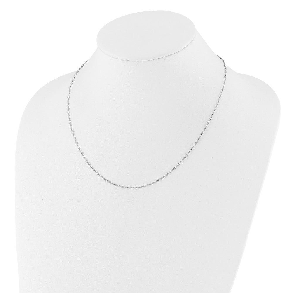 22 Inch Sterling Silver Rh Plated Adjustable 2mm Flat Oval Chain Necklace