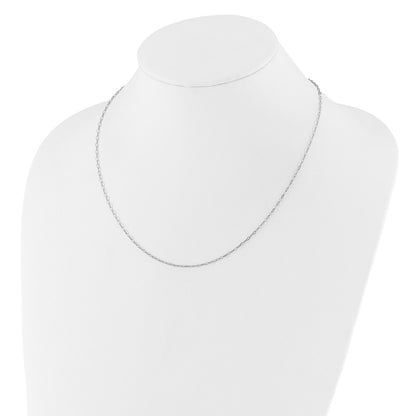 22 Inch Sterling Silver Rh Plated Adjustable 2mm Flat Oval Chain Necklace