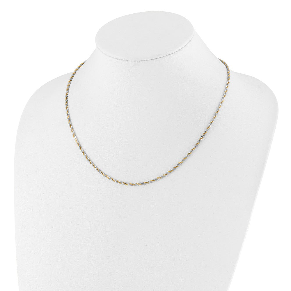 Sterling Silver W/Gold-Tone Adjustable 2mm Cyclone Chain Necklace