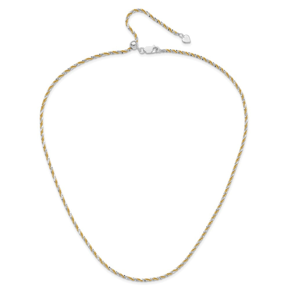 Sterling Silver W/Gold-Tone Adjustable 2mm Cyclone Chain Necklace