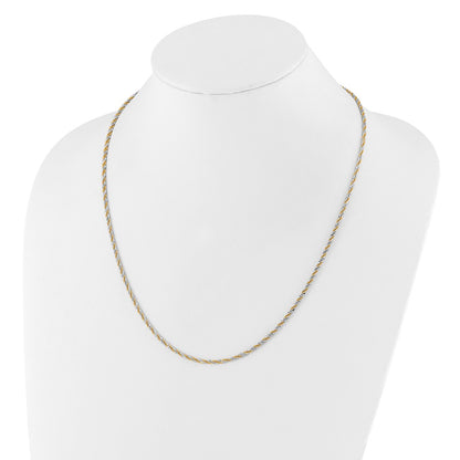 Sterling Silver W/Gold-Tone Adjustable 2mm Cyclone Chain Necklace