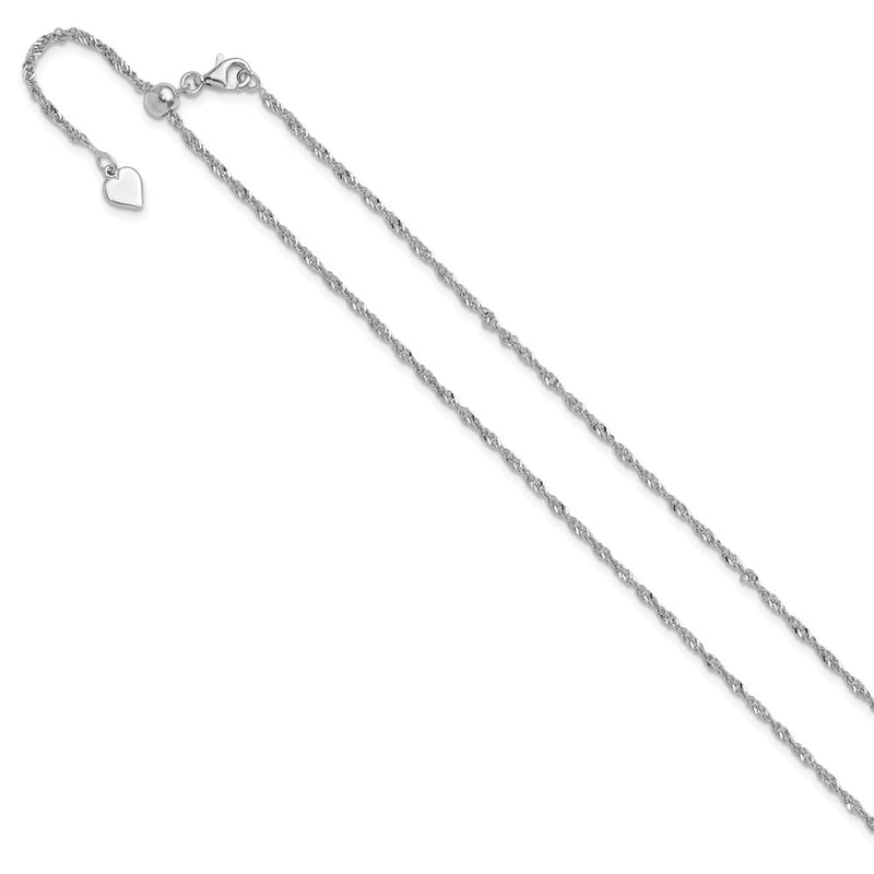 Sterling Silver Adjustable 1.6mm Singapore Chain Necklace