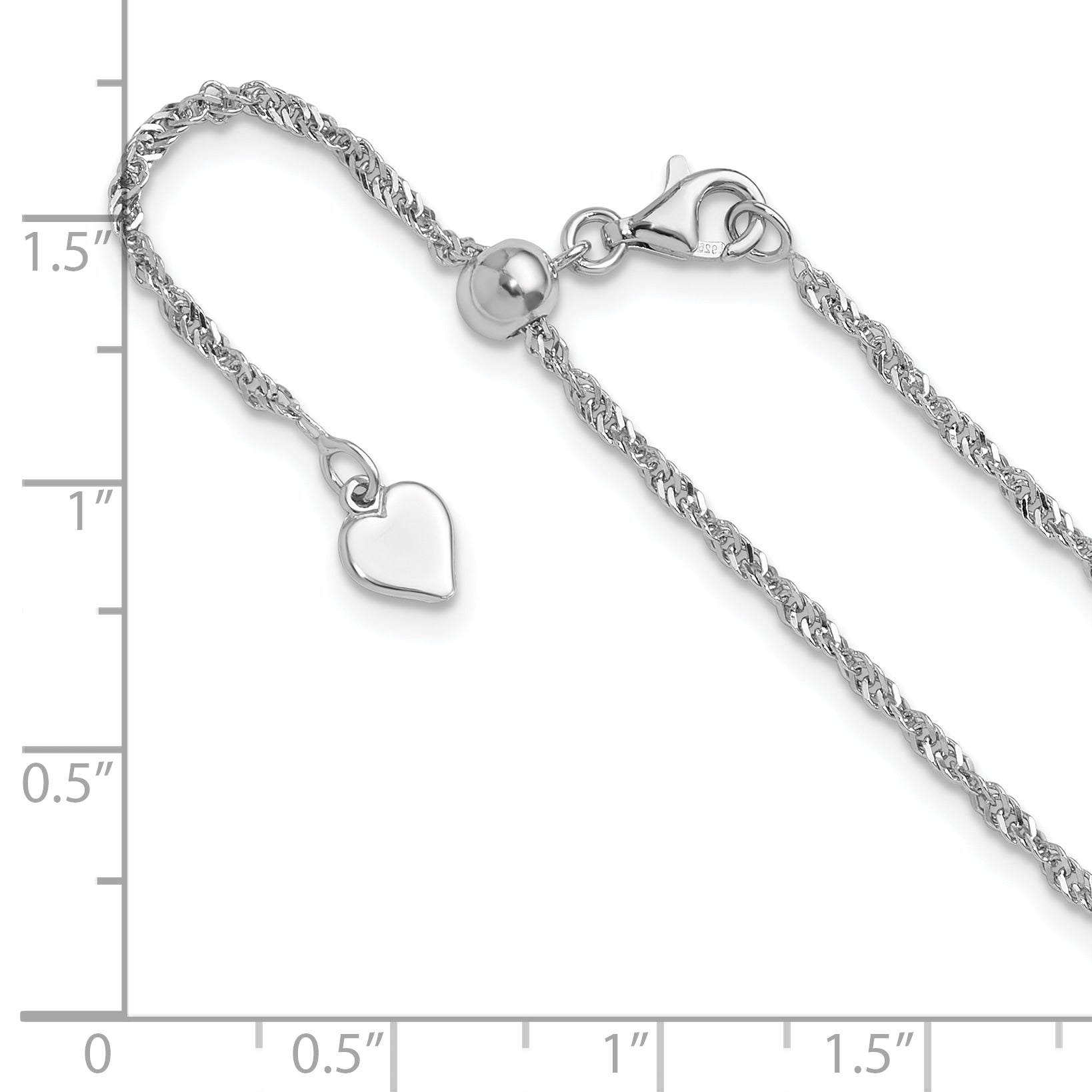 22 Inch Sterling Silver Adjustable 1.6mm Singapore Chain Necklace