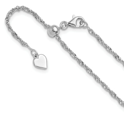 22 Inch Sterling Silver Adjustable 1.6mm Singapore Chain Necklace