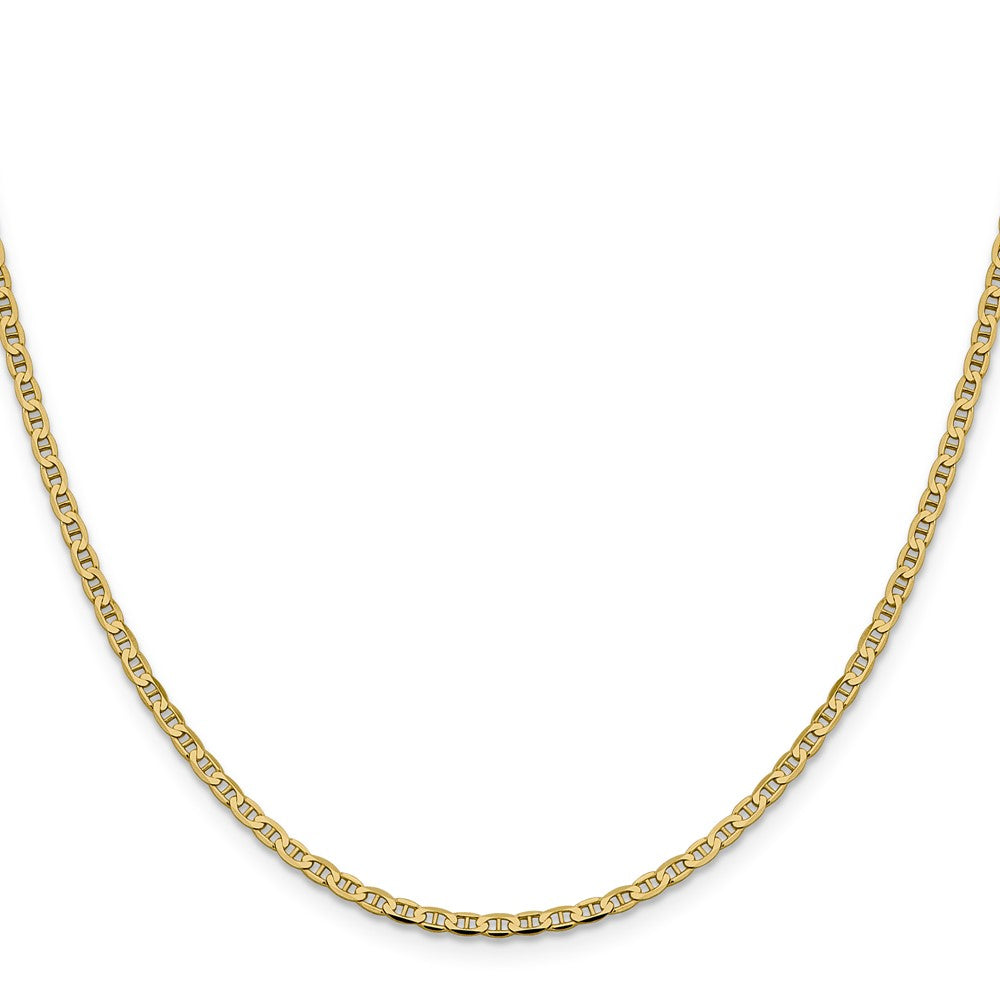 14K Yellow Gold 2.4mm Concave Anchor With Lobster Clasp Chain Necklace