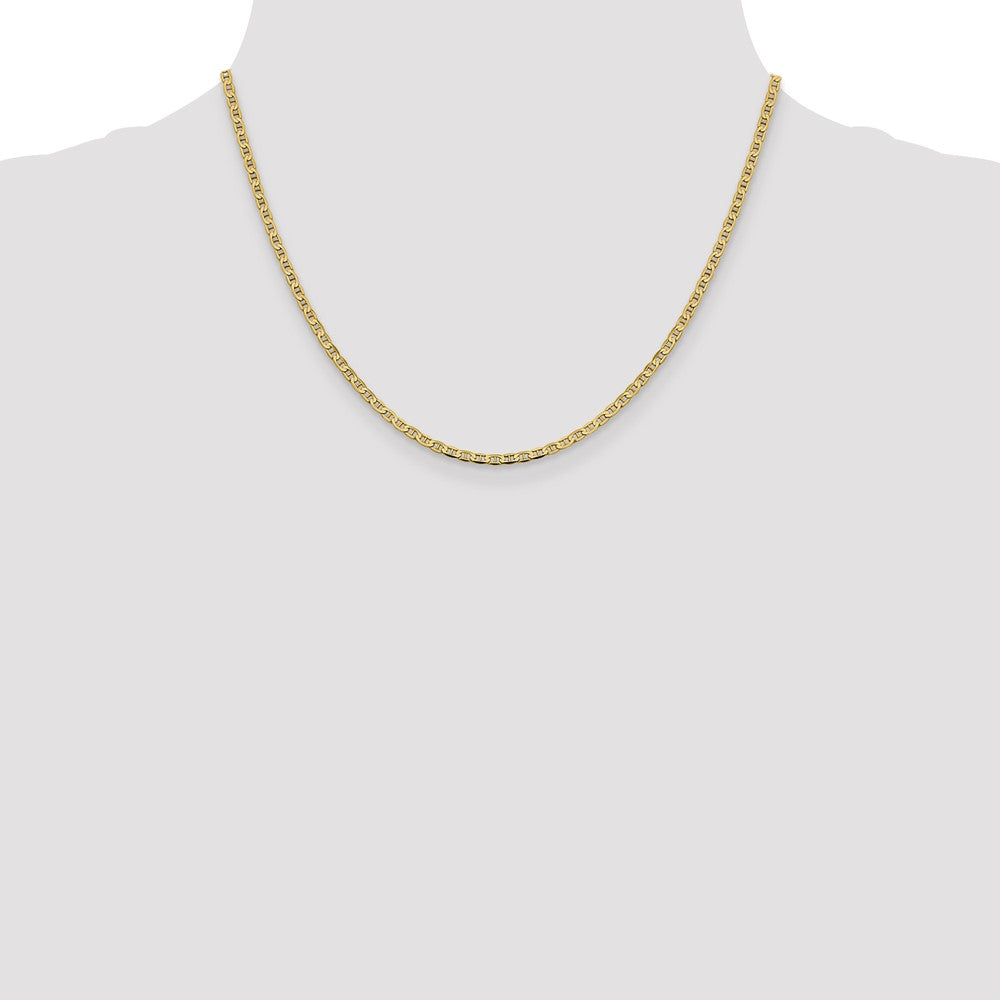 14K Yellow Gold 2.4mm Concave Anchor With Lobster Clasp Chain Necklace