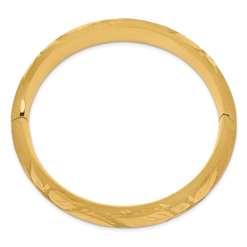 7 Inch 14K 11/16 Florentine Engraved Hinged Bangle Bracelet