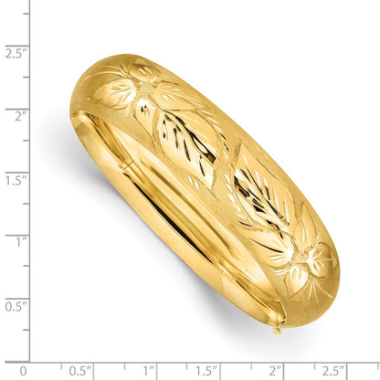 7 Inch 14K 11/16 Florentine Engraved Hinged Bangle Bracelet