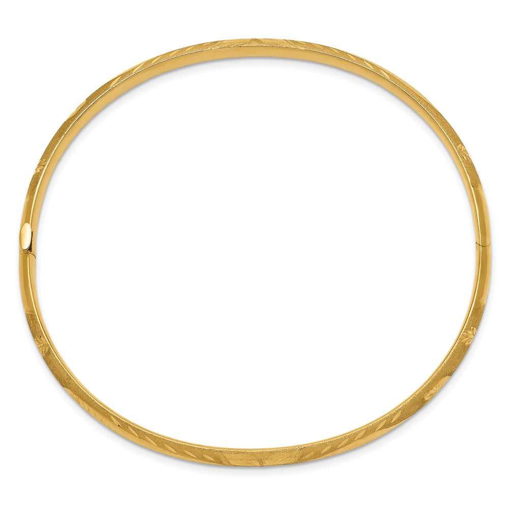 14K Yellow Gold 3/16 Oversize Florentine Engraved Hinged Bangle Bracelet