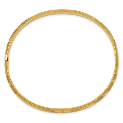14K Yellow Gold 3/16 Oversize Florentine Engraved Hinged Bangle Bracelet