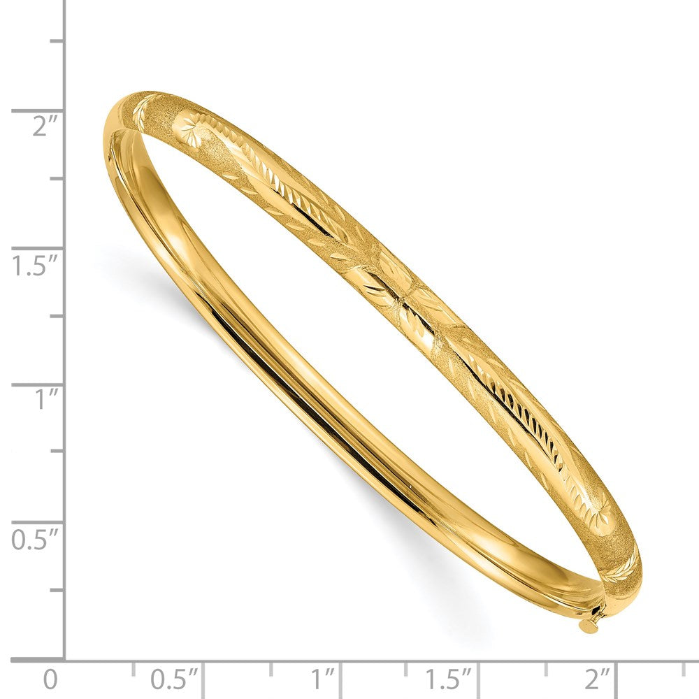 14K Yellow Gold 3/16 Oversize Florentine Engraved Hinged Bangle Bracelet
