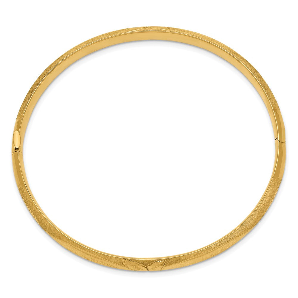 14K Yellow Gold 4/16 Oversize Florentine Engraved Hinged Bangle Bracelet