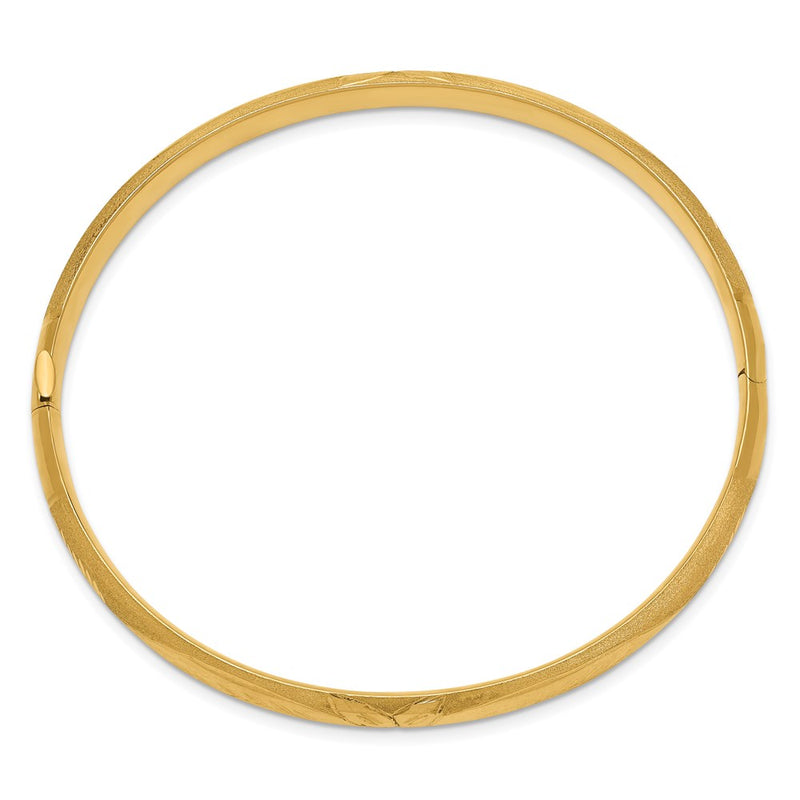 14K Yellow Gold 4/16 Oversize Florentine Engraved Hinged Bangle Bracelet