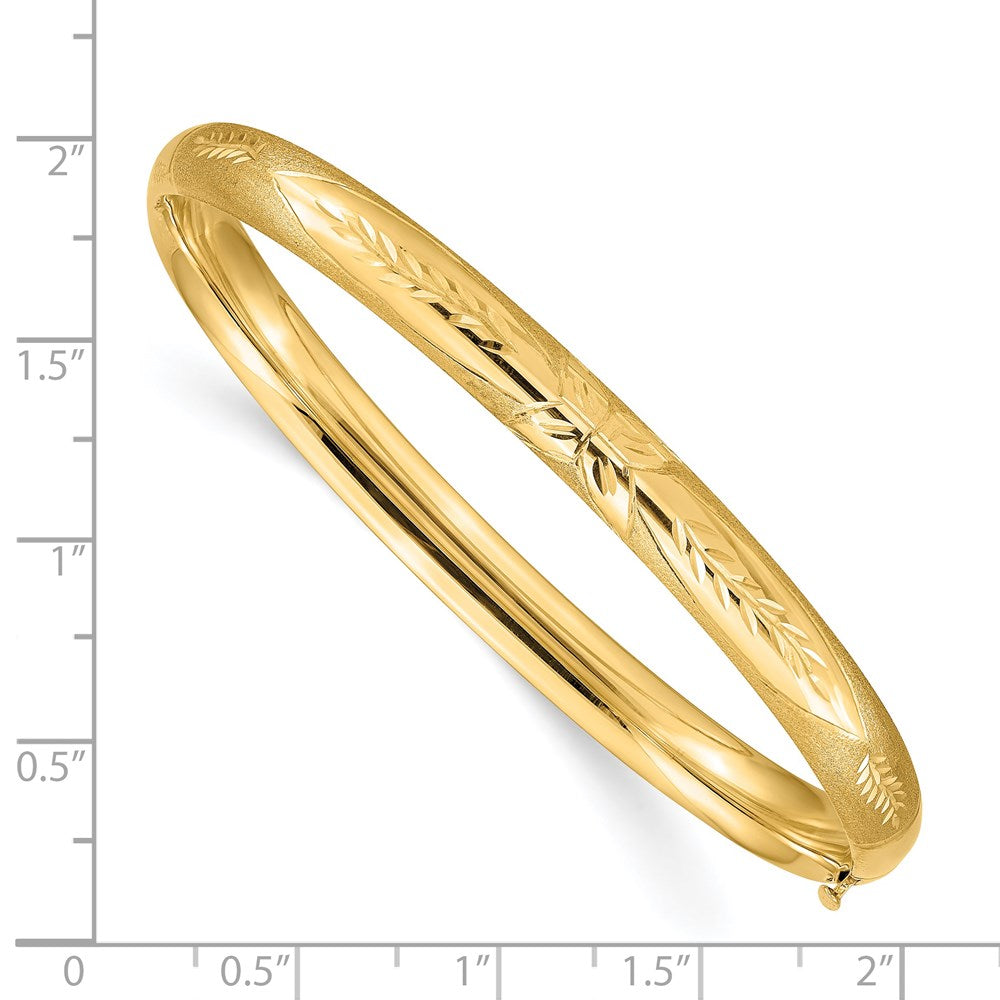 14K Yellow Gold 4/16 Oversize Florentine Engraved Hinged Bangle Bracelet