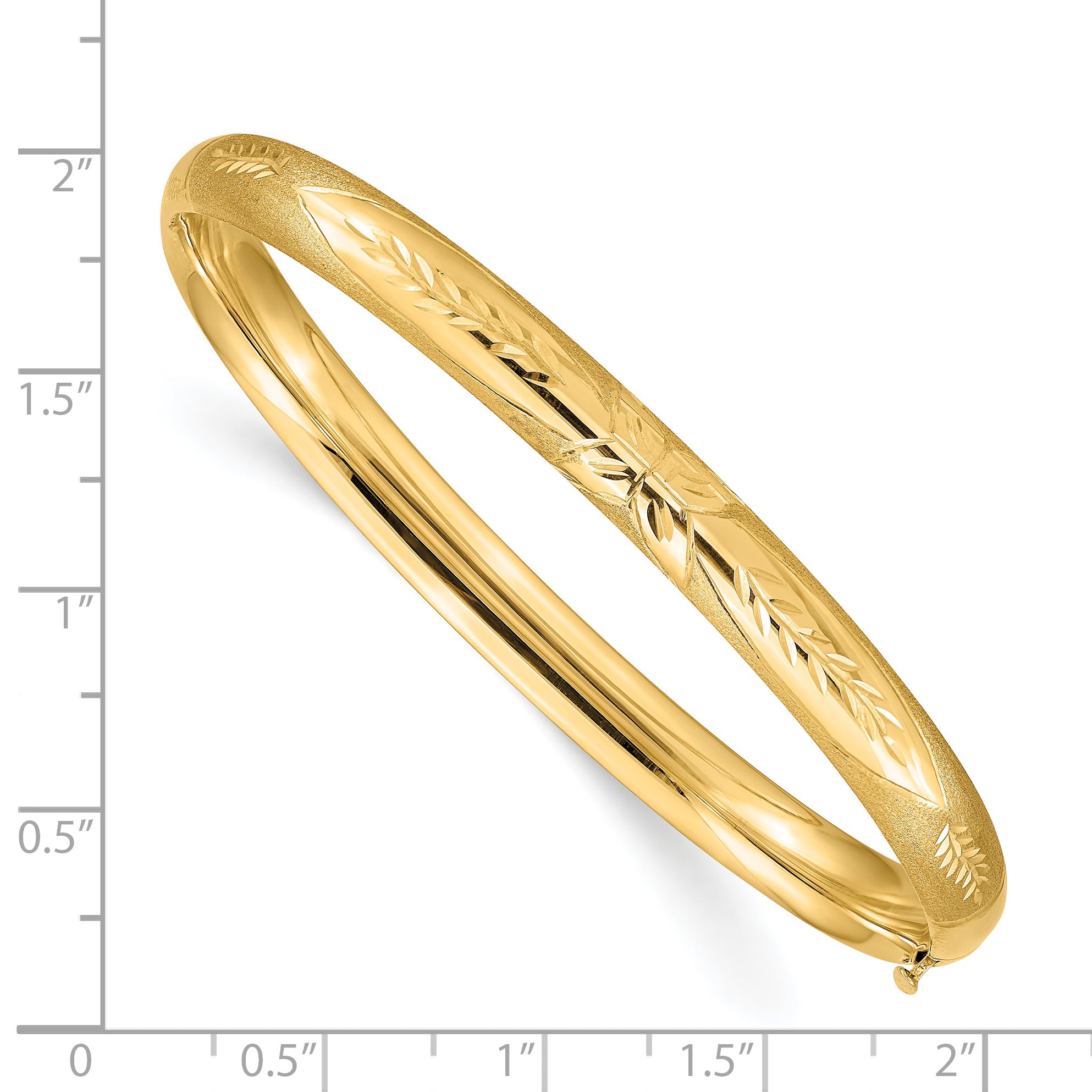 8 Inch 14K 4/16 Oversize Florentine Engraved Hinged Bangle Bracelet