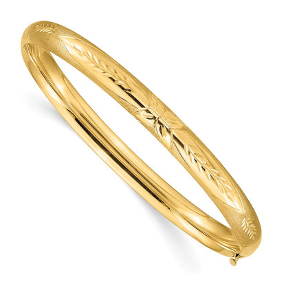 14K Yellow Gold 4/16 Oversize Florentine Engraved Hinged Bangle Bracelet