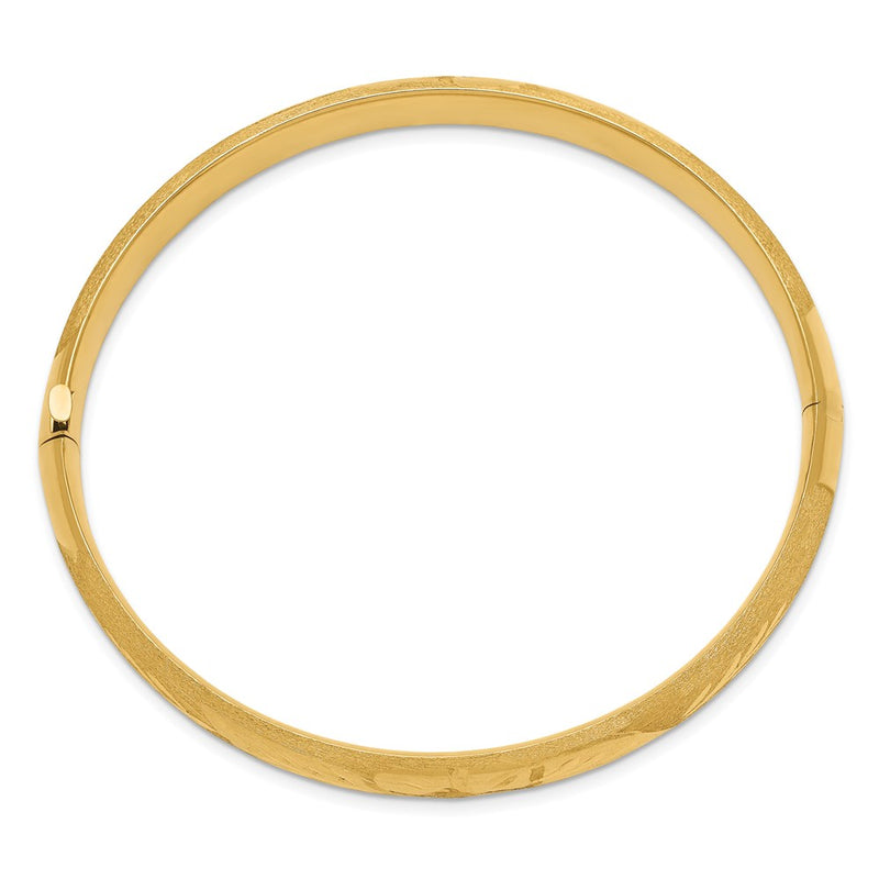 14K Yellow Gold 5/16 Oversize Florentine Engraved Hinged Bangle Bracelet