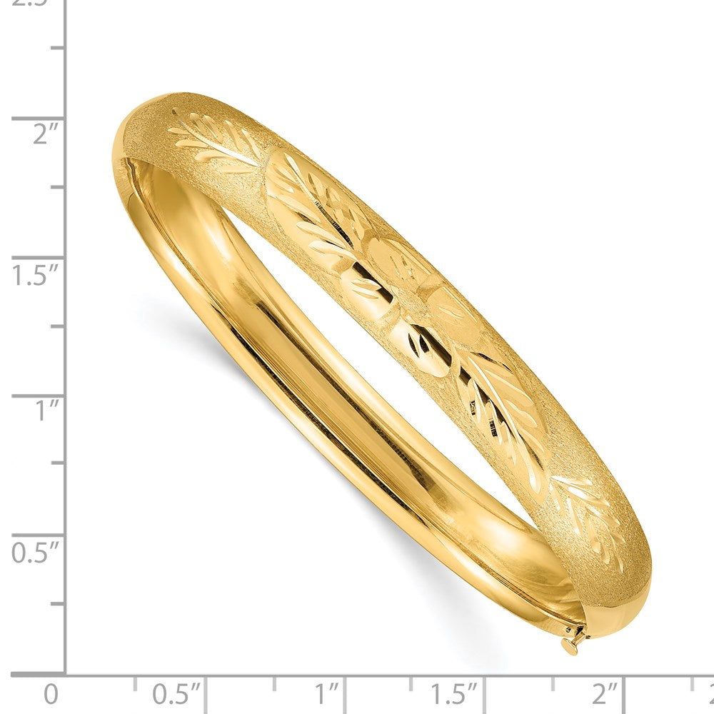 14K Yellow Gold 5/16 Oversize Florentine Engraved Hinged Bangle Bracelet