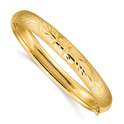 14K Yellow Gold 5/16 Oversize Florentine Engraved Hinged Bangle Bracelet