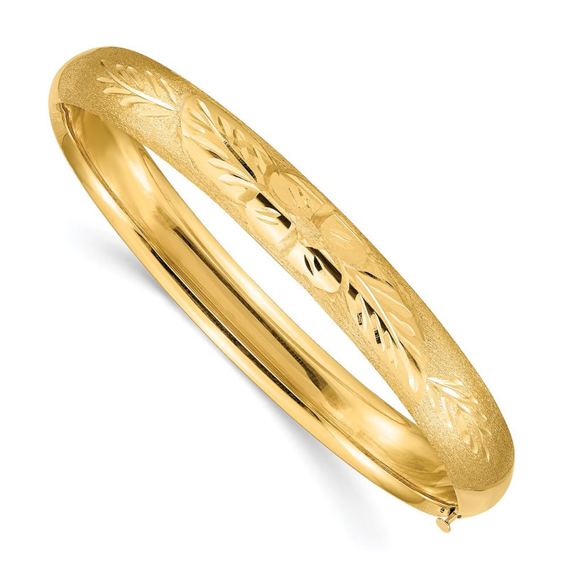 14K Yellow Gold 5/16 Oversize Florentine Engraved Hinged Bangle Bracelet