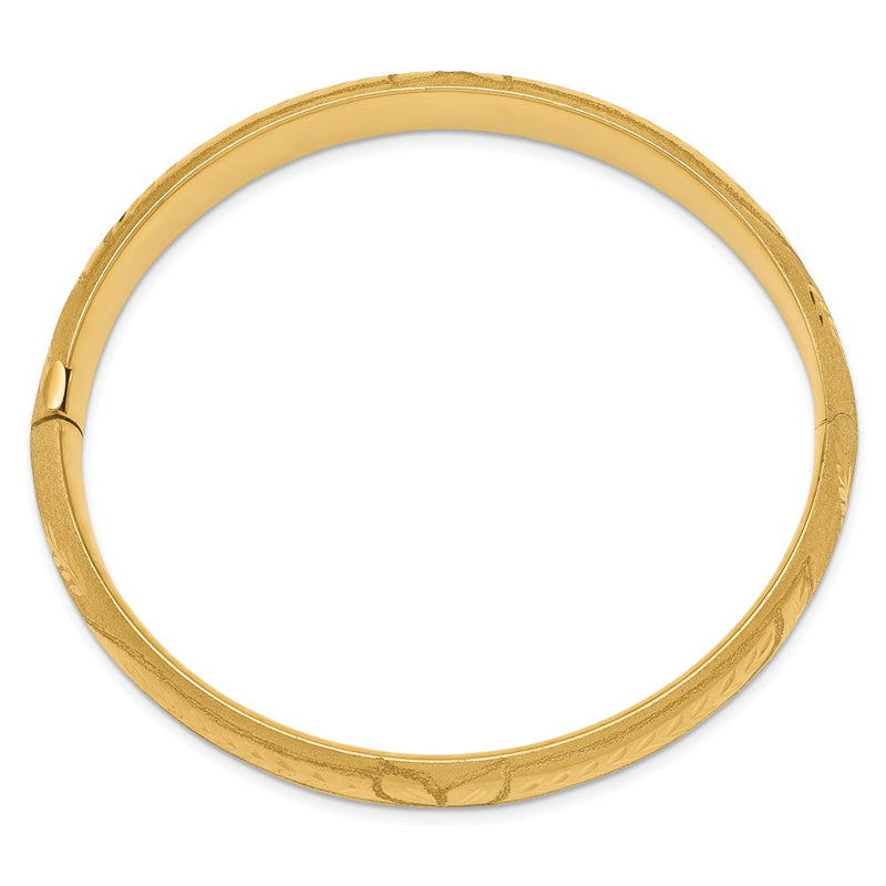 7 Inch 14K 7/16 Florentine Engraved Hinged Bangle Bracelet