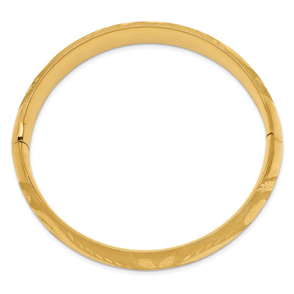 8 Inch 14K 9/16 Oversize Florentine Engraved Hinged Bangle Bracelet