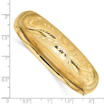 14K Yellow Gold 9/16 Oversize Florentine Engraved Hinged Bangle Bracelet
