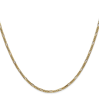 14K Yellow Gold 1.8mm Flat Figaro With Lobster Clasp Chain Necklace