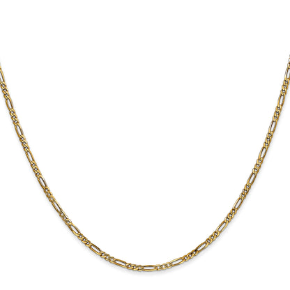14K Yellow Gold 14 Inch 1.8mm Flat Figaro With Lobster Clasp Chain