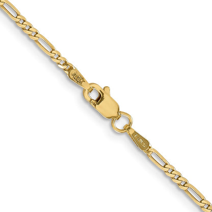 14K Yellow Gold 1.8mm Flat Figaro With Lobster Clasp Chain Necklace