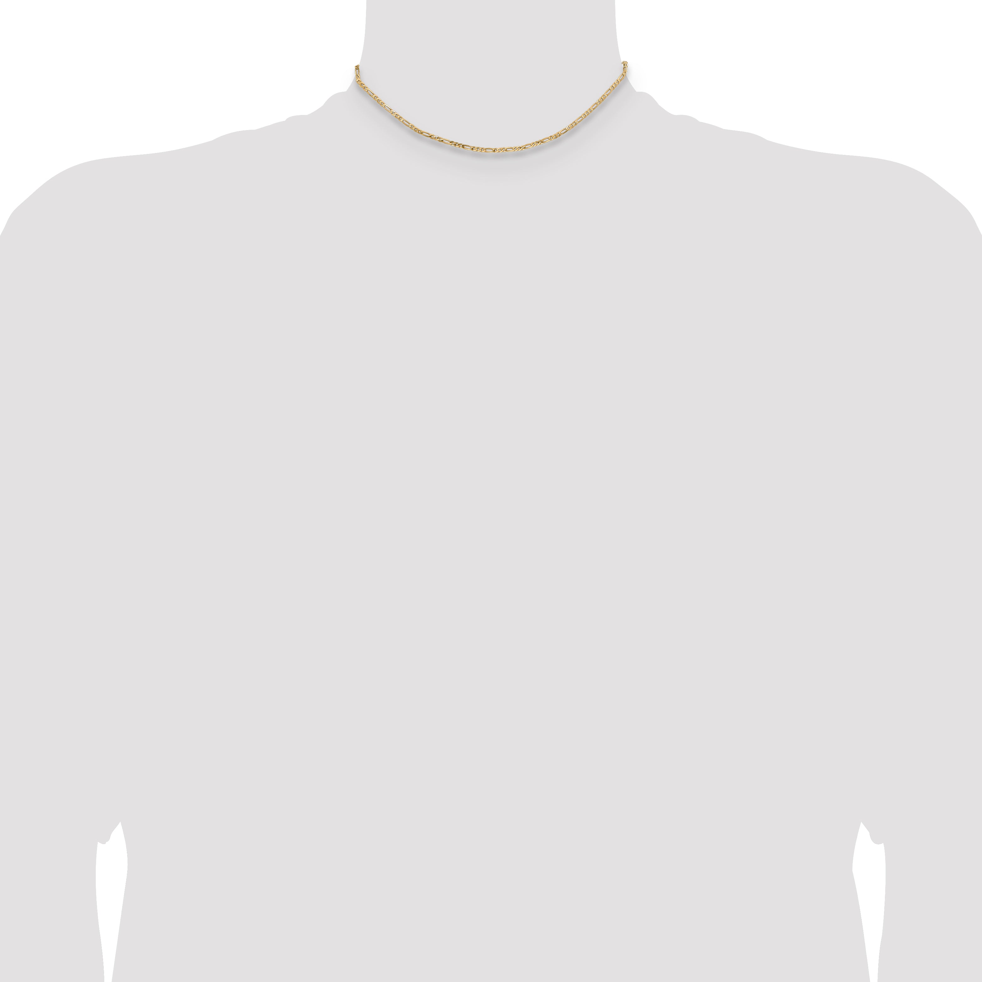 14K Yellow Gold 14 Inch 1.8mm Flat Figaro With Lobster Clasp Chain