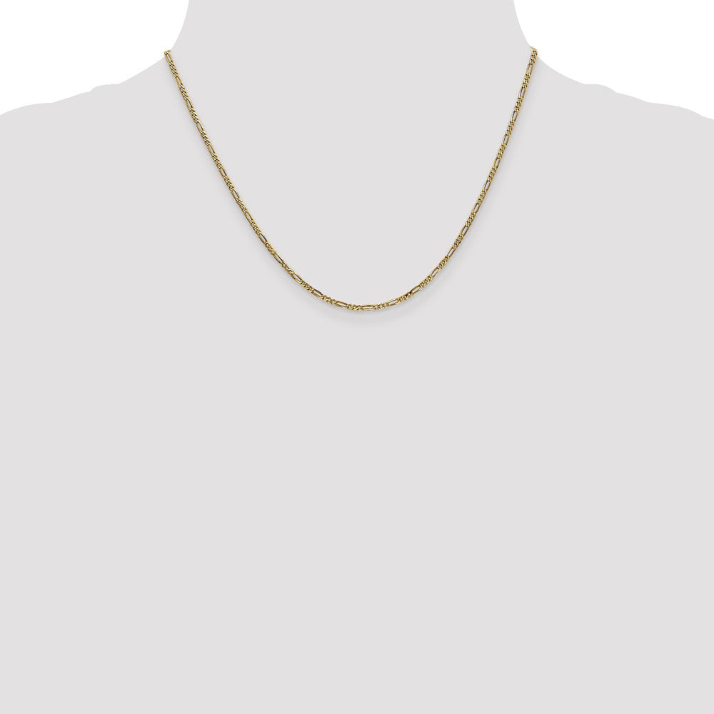 14K Yellow Gold 1.8mm Flat Figaro With Lobster Clasp Chain Necklace