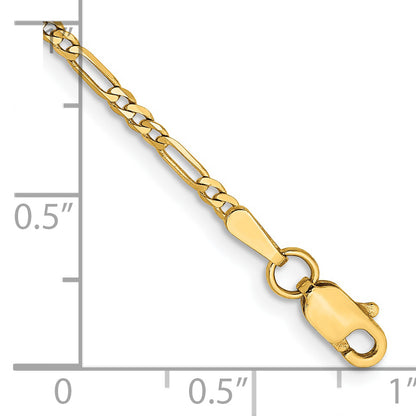 14K Yellow Gold 14 Inch 1.8mm Flat Figaro With Lobster Clasp Chain