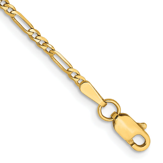 14K Yellow Gold 14 Inch 1.8mm Flat Figaro With Lobster Clasp Chain