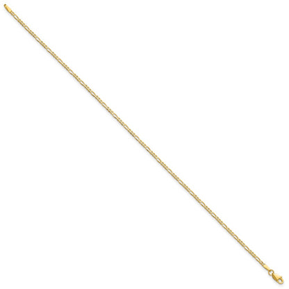 14K Yellow Gold 10 Inch 1.8mm Flat Figaro With Lobster Clasp Anklet
