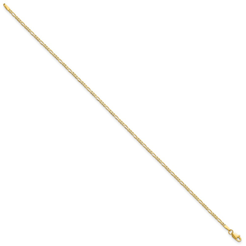 14K Yellow Gold 1.8mm Flat Figaro With Lobster Clasp Chain Anklet